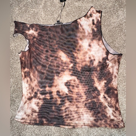 Rue Leopard Mesh One Shoulder Top - Leopard - Picture 2 of 2